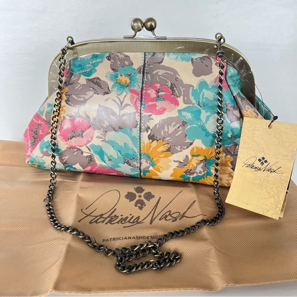 PATRICIA NASH Mia Multi Floral Leather Framed Clutch Crossbody Shoulder Bag NWT - Picture 13 of 13